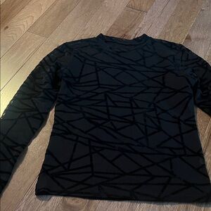 Black Geometric Long Sleeve Top